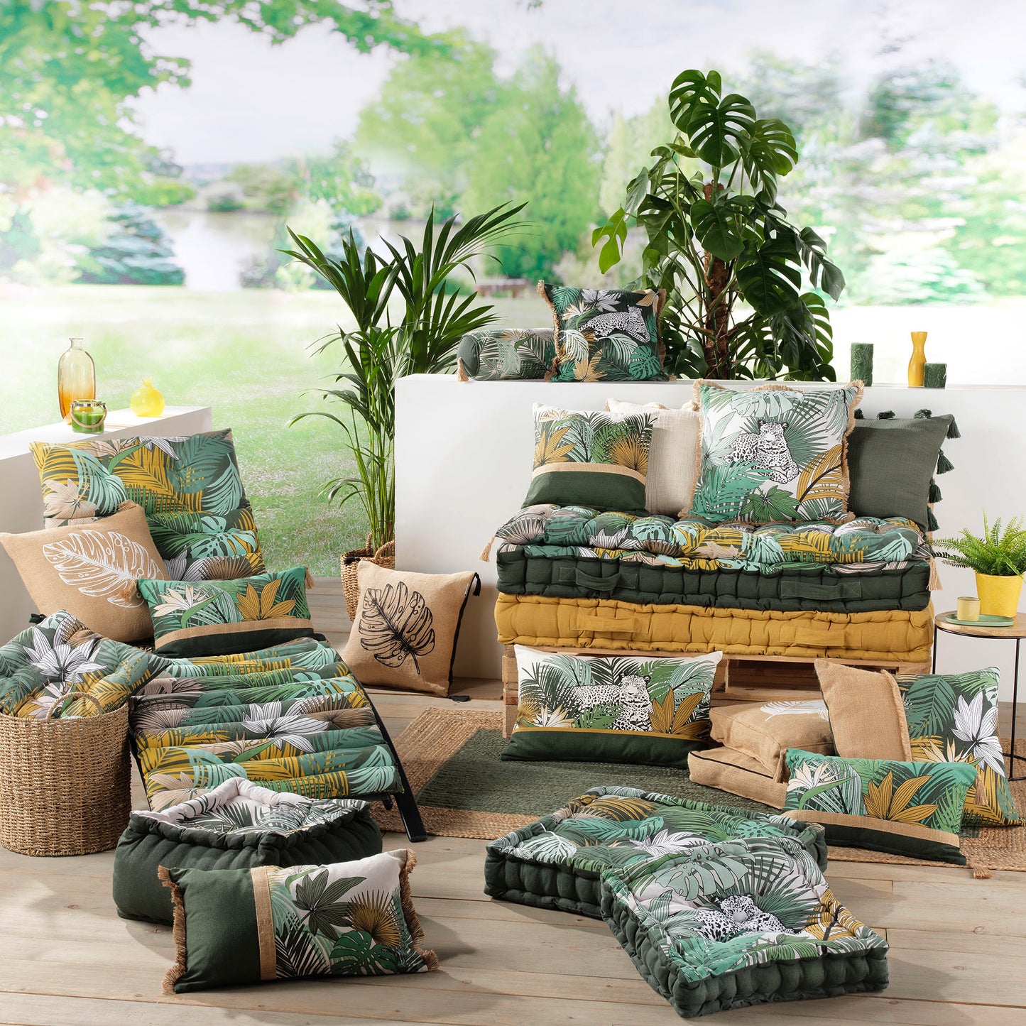 Sitzkissen Stuhlkissen Bank Auflage 45x45x10 Indoor Outdoor Baumwolle Polsterung