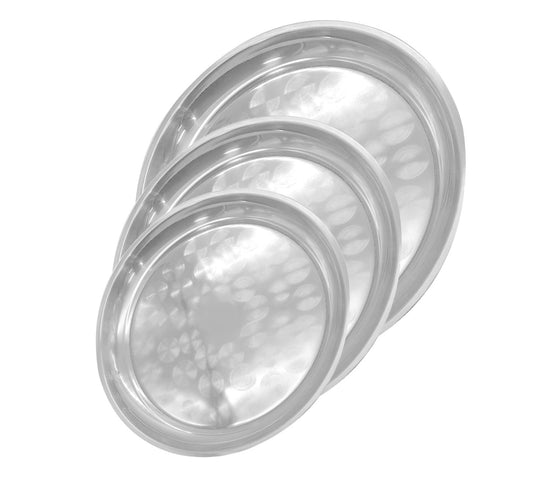 Edelstahl Serviertablett rund Tablett Servierplatte Platte Gastronomie Teller