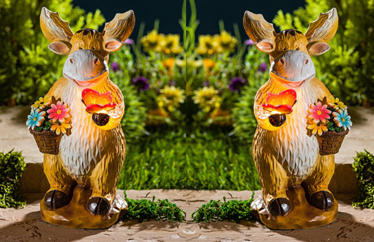 2x LED Elch Gartenfigur Paar 22cm Beleuchtung Garten Leuchte Lampe Figur Deko