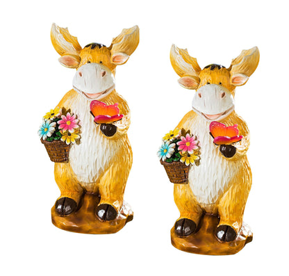 2x LED Elch Gartenfigur Paar 22cm Beleuchtung Garten Leuchte Lampe Figur Deko