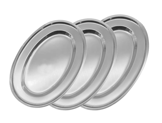 Edelstahl Serviertablett oval Tablett Servierplatte Platte Gastronomie Teller