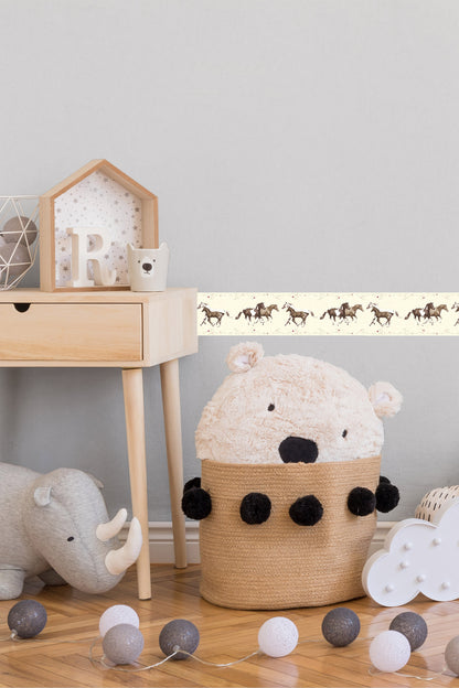 Kinderzimmer Bordüre Creme Pferde Borte 358382 Wandtapete A.S. Création Tapete
