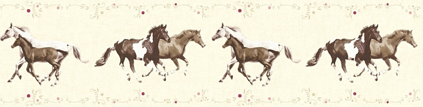Kinderzimmer Bordüre Creme Pferde Borte 358382 Wandtapete A.S. Création Tapete