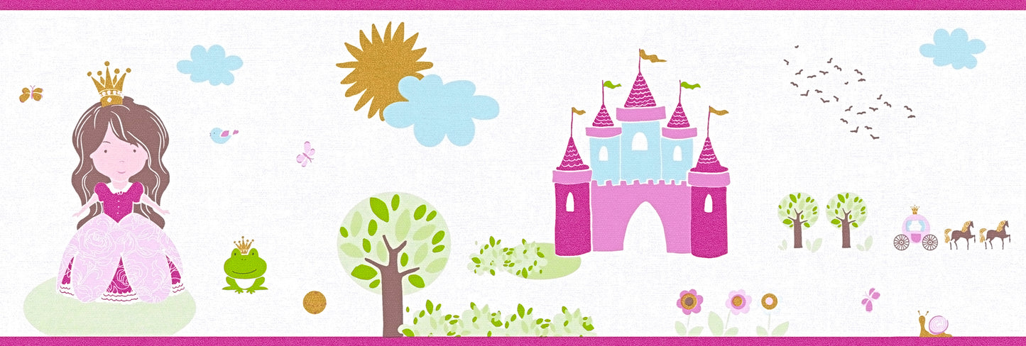 Bordüre Kinderzimmer Rosa Schloss Märchen Borte 358532 Wandtapete A.S. Création