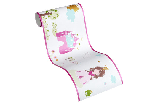 Bordüre Kinderzimmer Rosa Schloss Märchen Borte 358532 Wandtapete A.S. Création