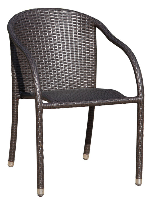 2x Garden Pleasure Stapelstuhl Garten Terrasse Stuhl Sessel Rattan Optik coffee