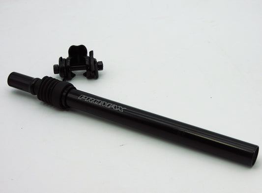 Promax Fahrrad gefederte Sattelstütze mit Kloben Alu Schwarz Ø25,4-28mm