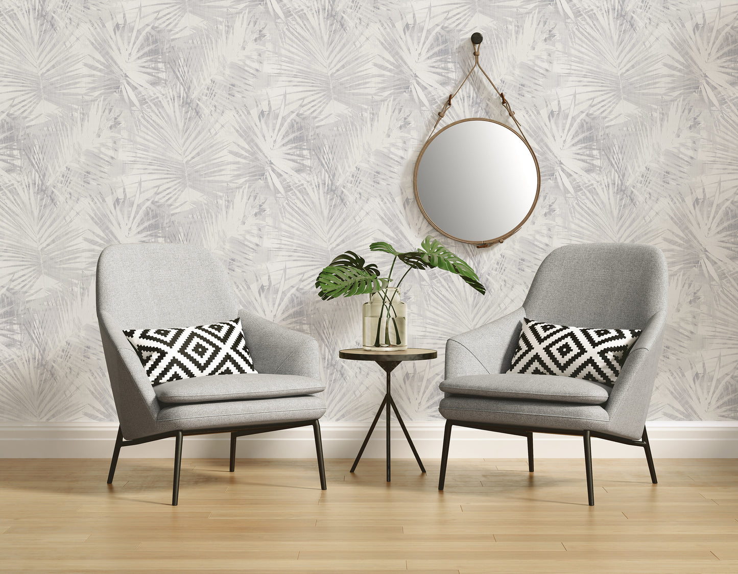 A.S. Création Tapete Attractive 2 363851 Hellgrau Palmen Wandtapete Vliestapeten