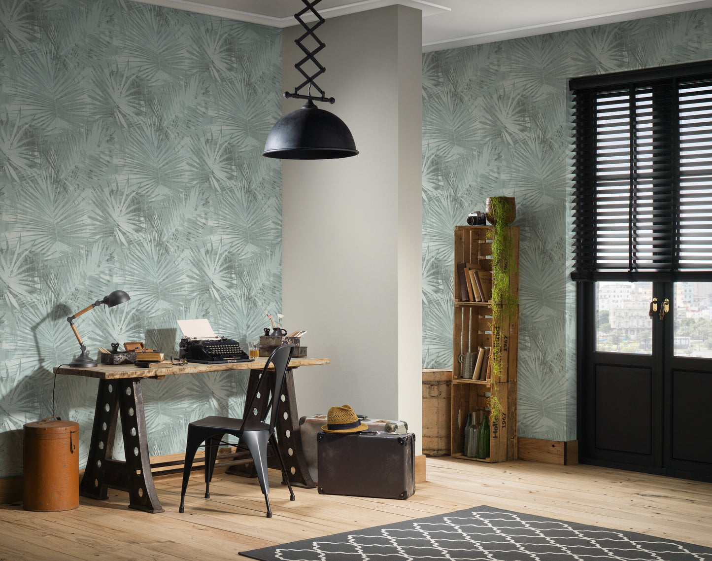 A.S. Création Tapete Attractive 2 363853 Blau Palmen Wandtapete Vliestapeten