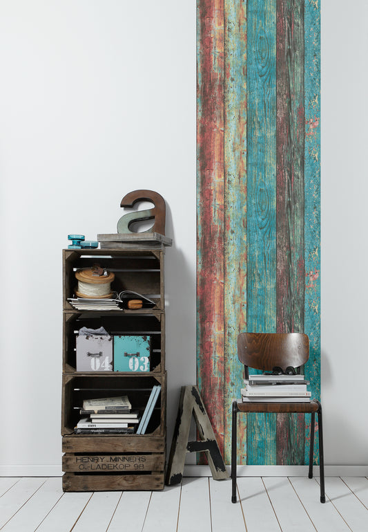 A.S. Création selbstklebende Tapete in Holzoptik Blau 368511 Wandtapete