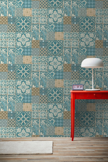 Fliesentapete Blau Vliestapete 369233 Wandtapete A.S. Création Tapete