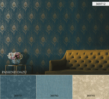 A.S. Création Tapete mit Federn Blau 369712 Tapete Absolutely Chic Wandtapete