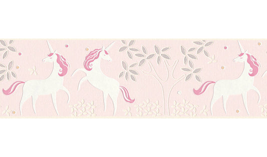 A.S. Création Bordüre Einhorn Borte Kinderzimmertapete Rosa Papiertapete 369903