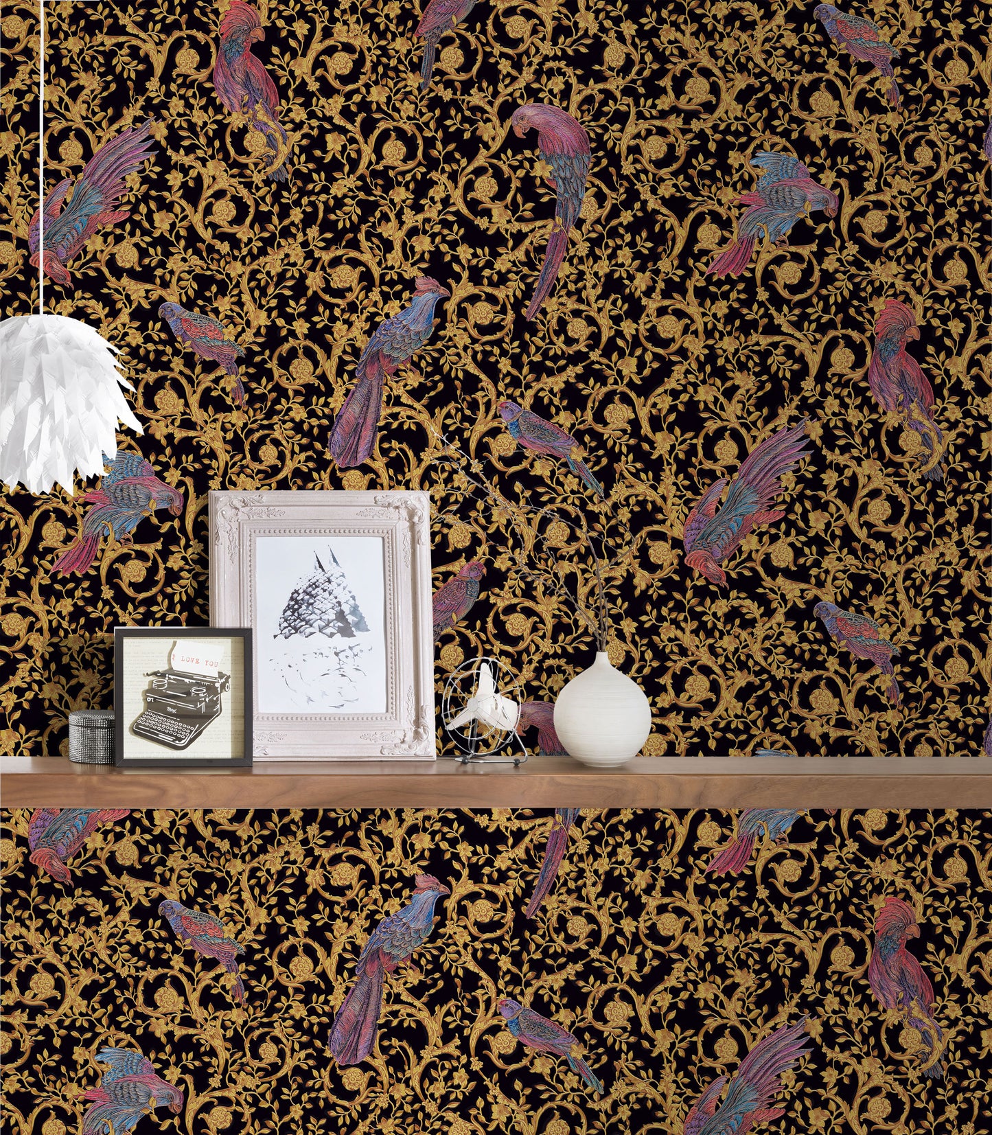 Versace Home Vogeltapete Gold 370531 Luxus Vlies Designertapete Tapete Design