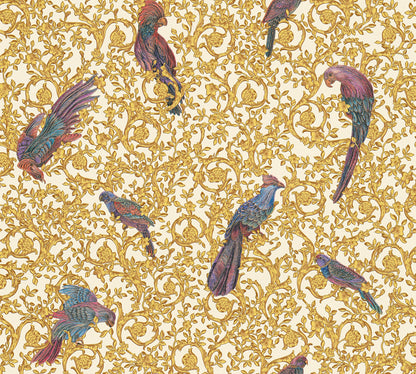 Versace Home Vogeltapete Gold 370532 Luxus Vlies Designertapete Tapete Design