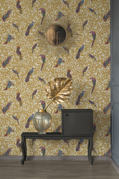 Versace Home Vogeltapete Gold 370532 Luxus Vlies Designertapete Tapete Design