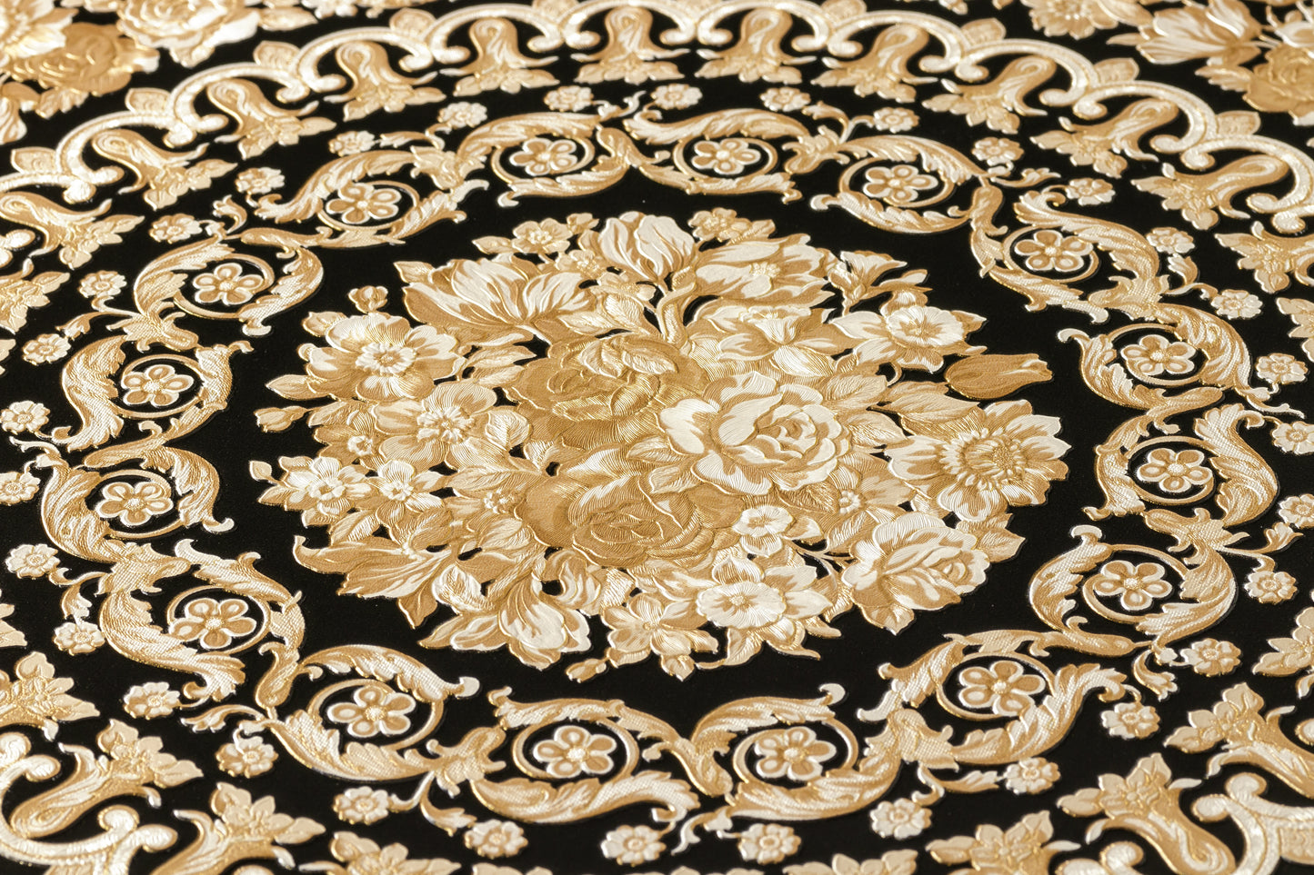 Versace Home Barock Tapete Schwarz 370553 Luxus Vlies Designertapete Design