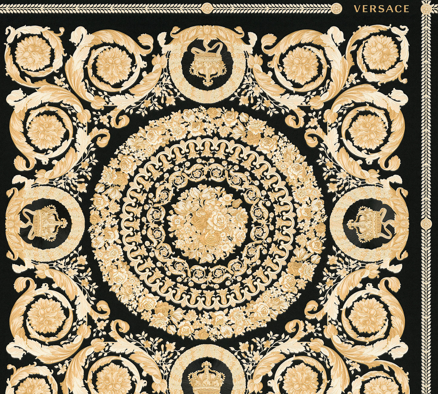Versace Home Barock Tapete Schwarz 370553 Luxus Vlies Designertapete Design