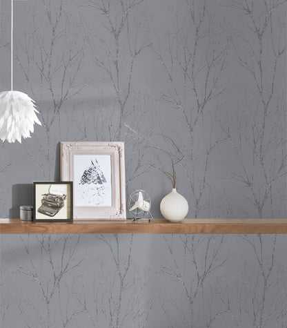 A.S. Création Waldtapete Wald Grau 372601 Tapete Blooming Wandtapete Tapete