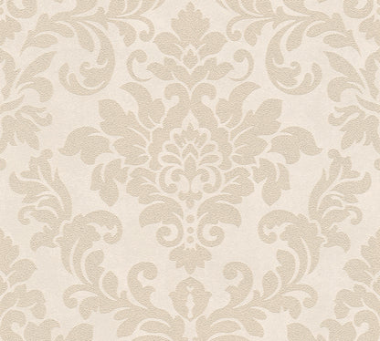 Livingwalls Barock Vintage Vinyl Tapete Trendwall Beige Glitzer Creme Wandtapete