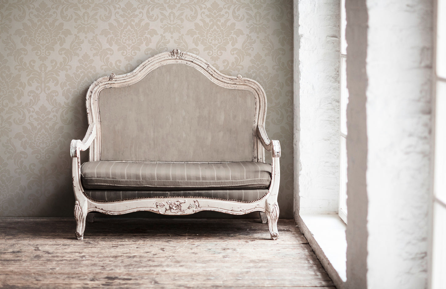 Livingwalls Barock Vintage Vinyl Tapete Trendwall Beige Glitzer Creme Wandtapete