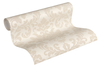 Livingwalls Barock Vintage Vinyl Tapete Trendwall Beige Glitzer Creme Wandtapete