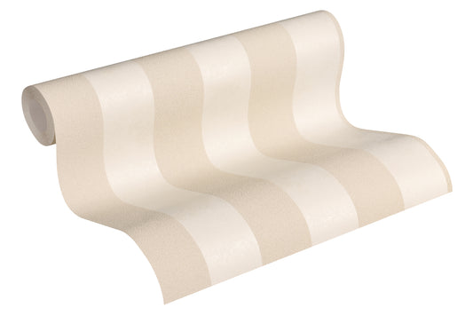 Livingwalls Streifen Vinyl Tapete Trendwall Beige Glitzer Streifentapete