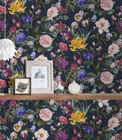 A.S. Création Designer Vinyl Tapete Jette Joop Blau Blumen Wandtapete Design