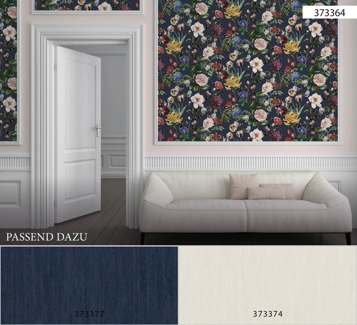 A.S. Création Designer Vinyl Tapete Jette Joop Blau Blumen Wandtapete Design