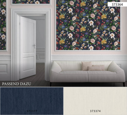 A.S. Création Designer Vinyl Tapete Jette Joop Blau Blumen Wandtapete Design