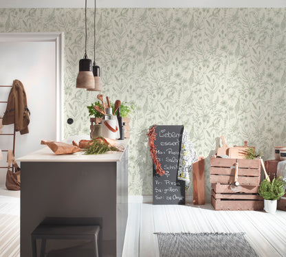 A.S. Création Designer Vinyl Tapete Jette Joop Grün Blumen Wandtapete Design