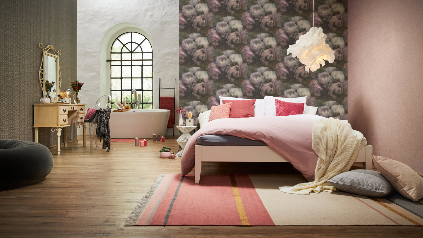 Livingwalls Blumen Vinyl Tapete New Walls Romantic Drea Violett Grau Wandtapete