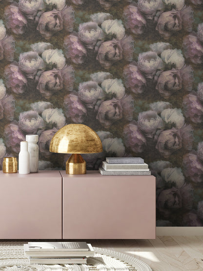 Livingwalls Blumen Vinyl Tapete New Walls Romantic Drea Violett Grau Wandtapete