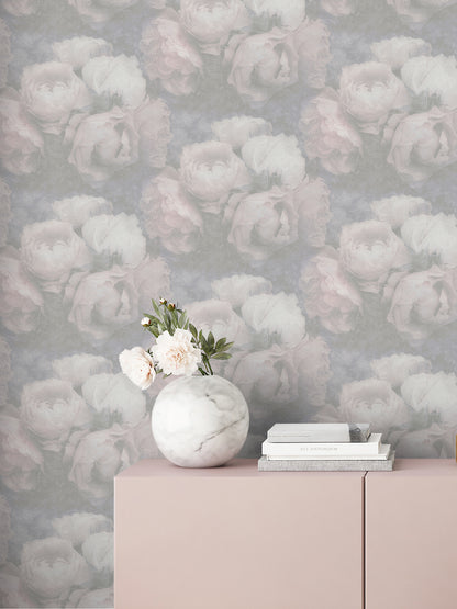 Livingwalls Blumen Vinyl Tapete New Walls Romantic Drea Rosa Grau Wandtapete
