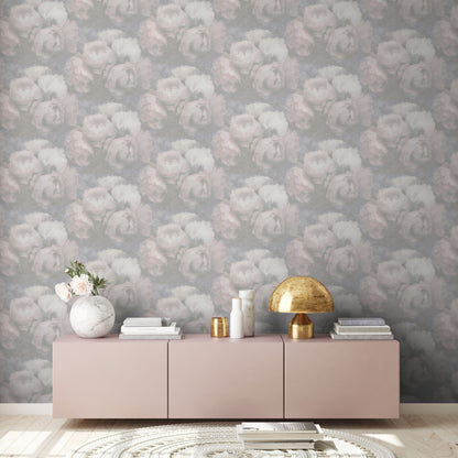 Livingwalls Blumen Vinyl Tapete New Walls Romantic Drea Rosa Grau Wandtapete