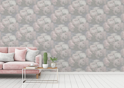 Livingwalls Blumen Vinyl Tapete New Walls Romantic Drea Rosa Grau Wandtapete