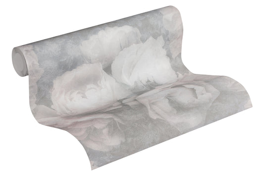 Livingwalls Blumen Vinyl Tapete New Walls Romantic Drea Rosa Grau Wandtapete