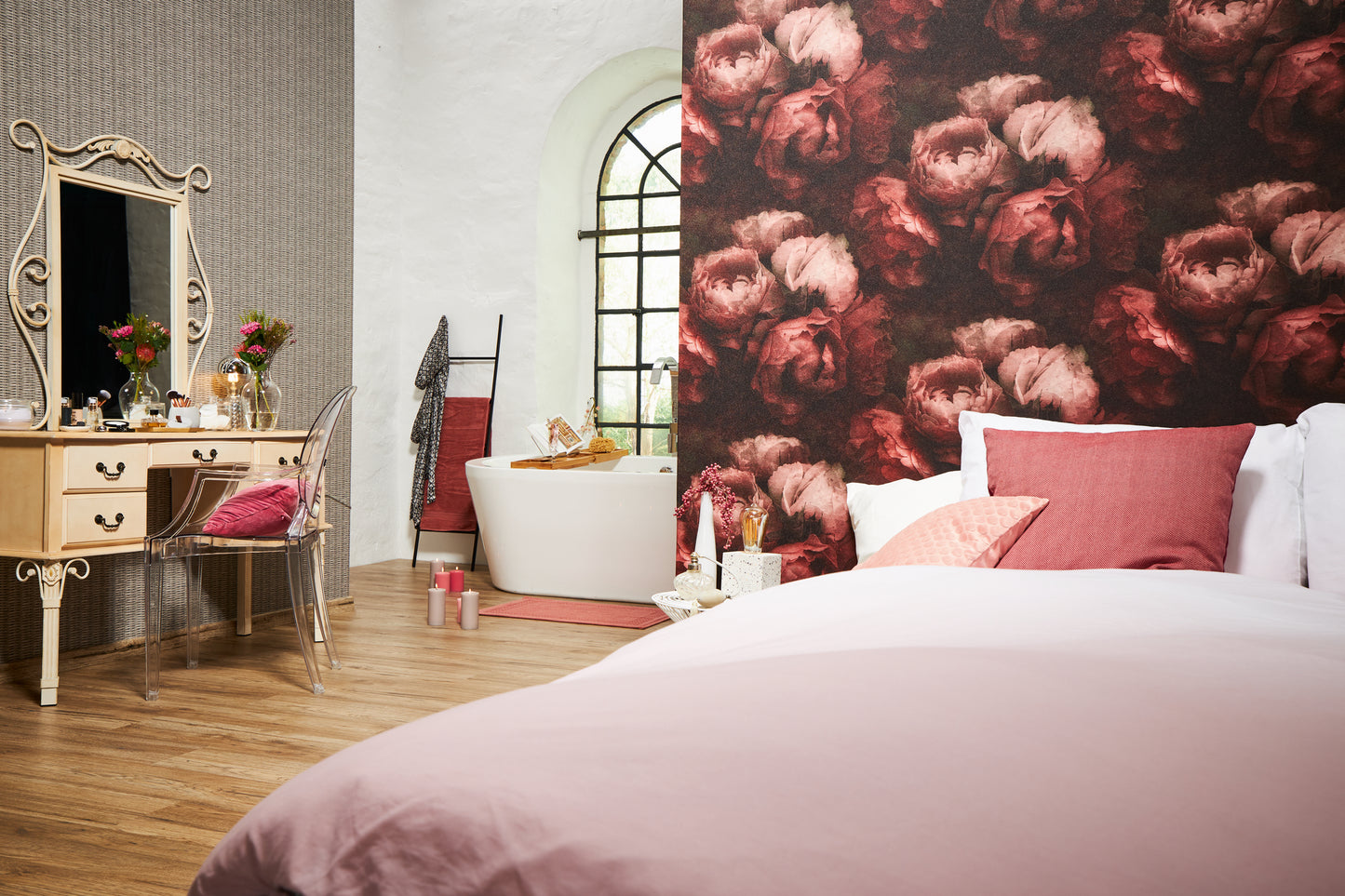 Livingwalls Blumen Vinyl Tapete New Walls,Romantic Drea Rot Wandtapete