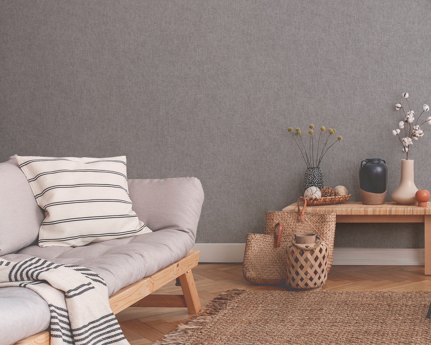 Livingwalls Uni Vinyl Tapete New Walls,Cosy & Rela Grau Wandtapete Unitapete