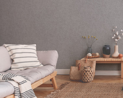 Livingwalls Uni Vinyl Tapete New Walls,Cosy & Rela Grau Wandtapete Unitapete