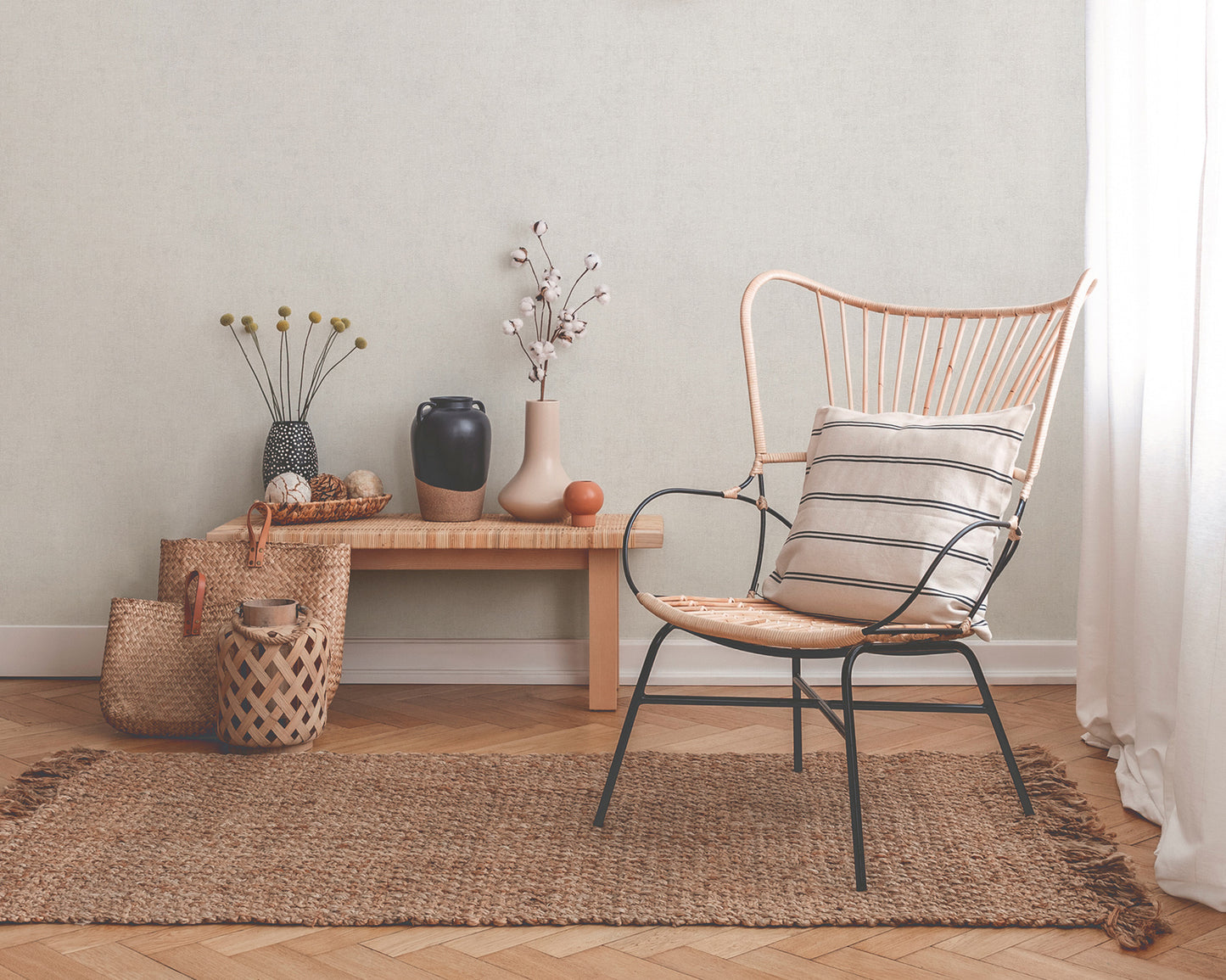 Livingwalls Uni Vinyl Tapete New Walls,Cosy & Rela Creme Wandtapete Unitapete