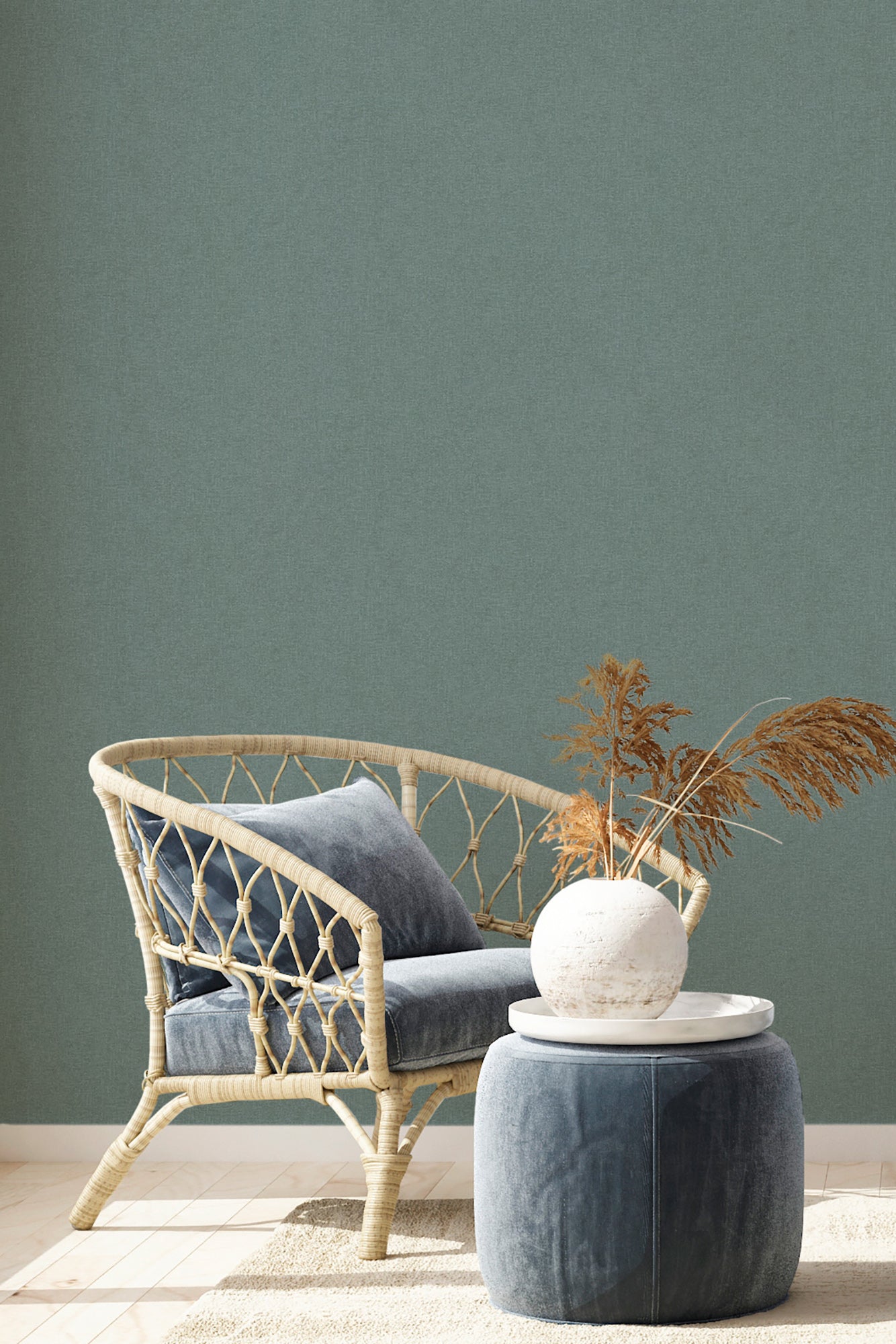 Livingwalls Uni Vinyl Tapete New Walls,Cosy & Rela Grün Wandtapete Unitapete