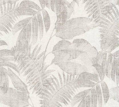 Livingwalls Dschungel Vinyl Tapete New Walls,Cosy & Rela Grau Palmen Wandtapete