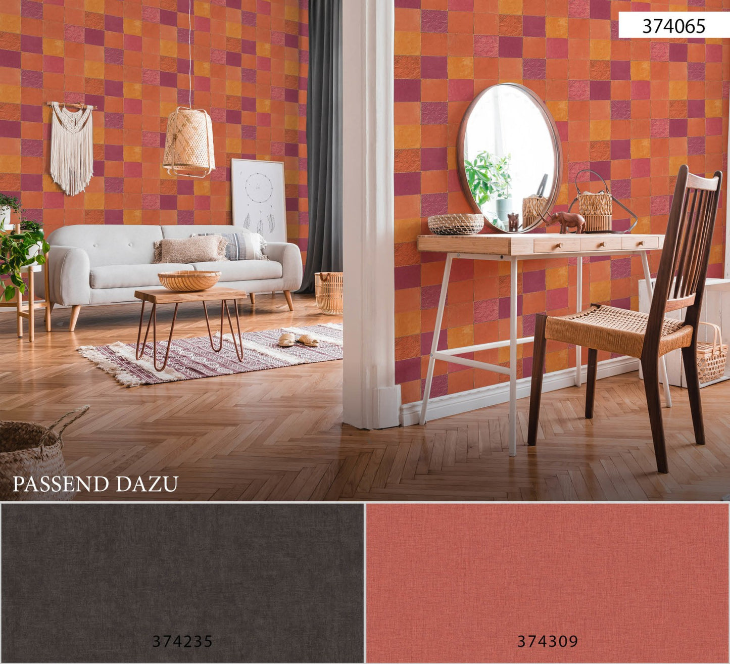 Fliesentapete Orange Vliestapete 374065 Wandtapete A.S. Création Tapete