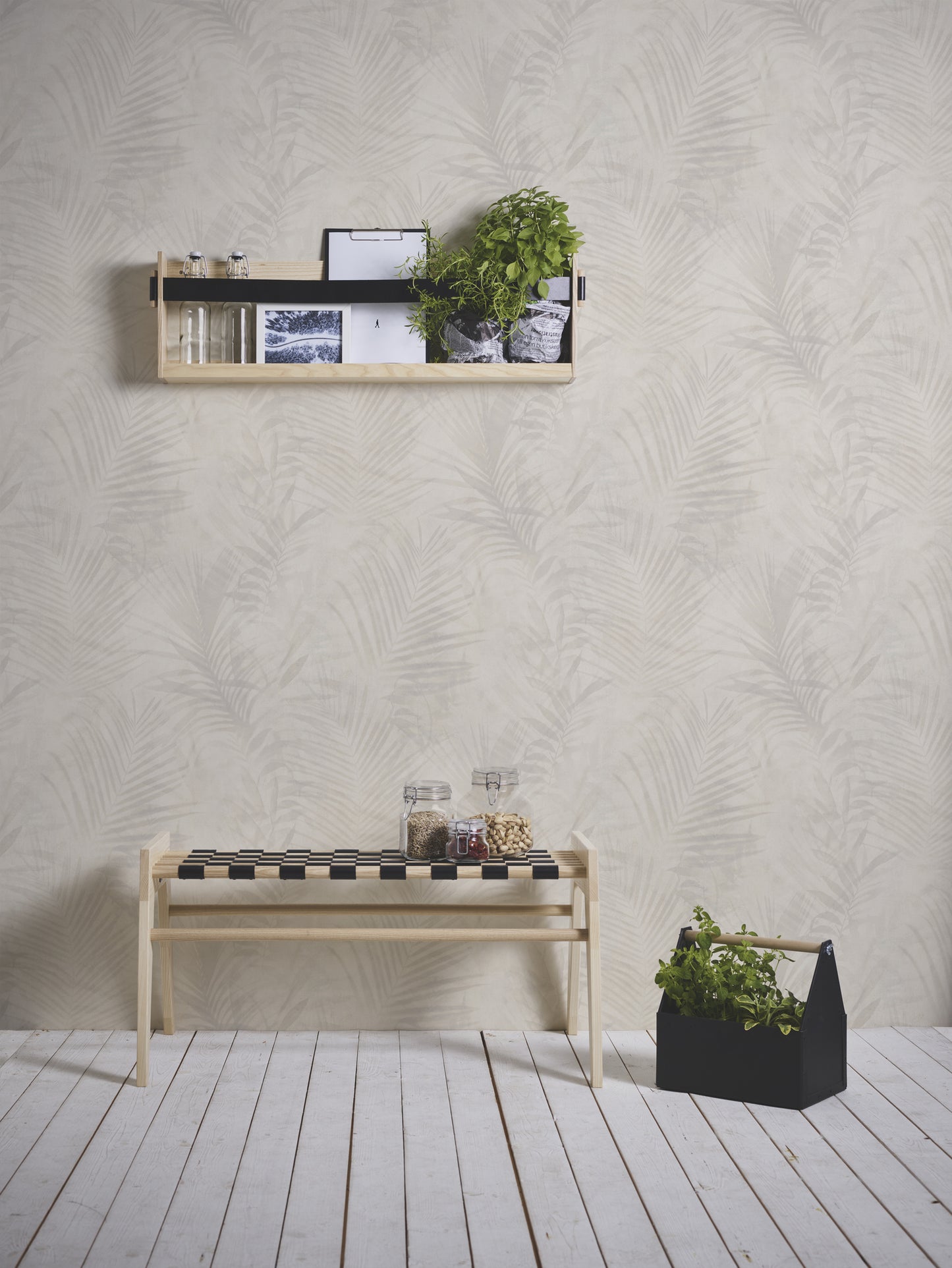 A.S. Création Palmen Vinyl Tapete Neue Bude 2.0 Tropical Concre Beige Dschungel