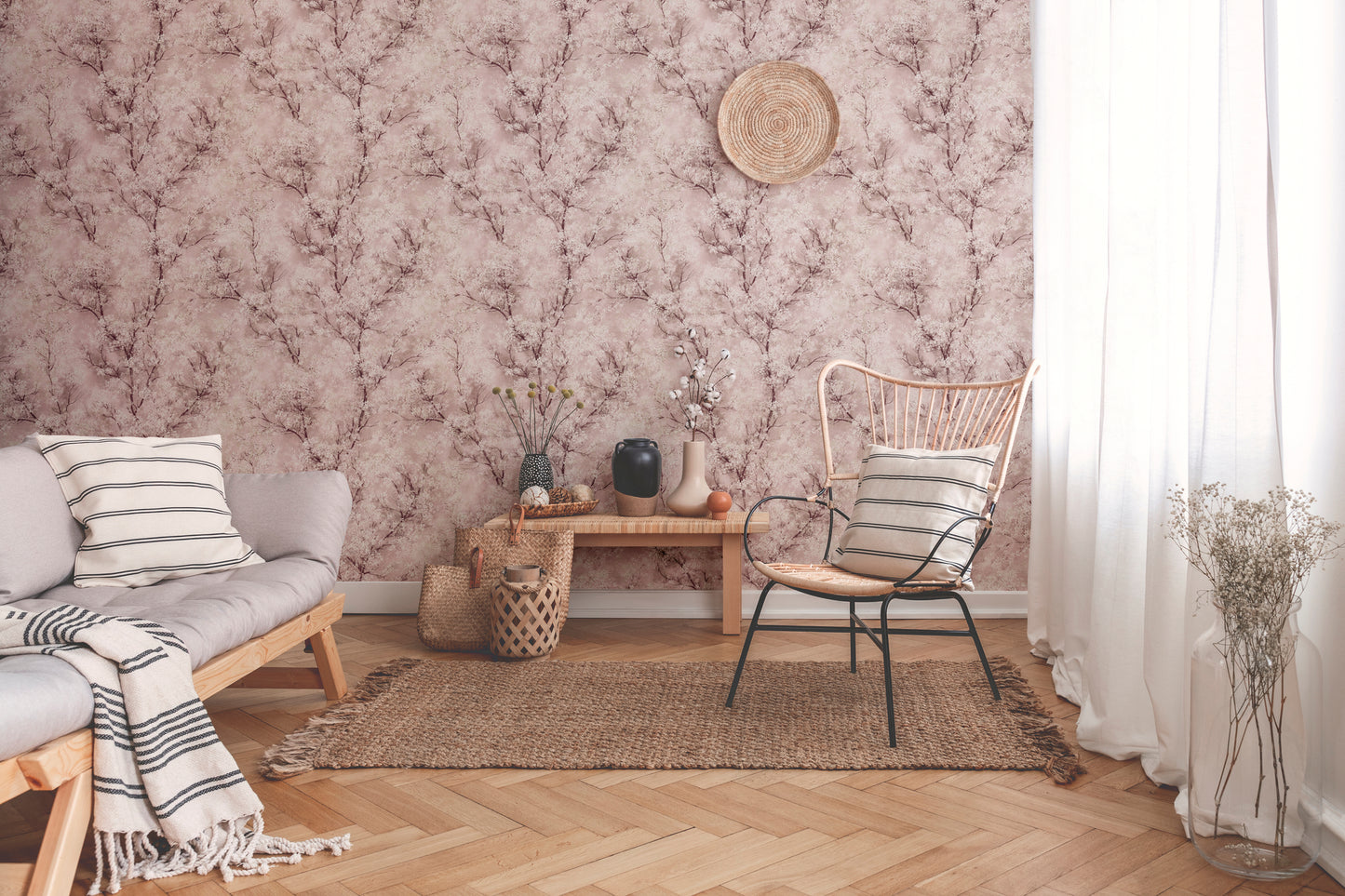 Livingwalls Wald Vinyl Tapete New Walls,Cosy & Rela Rosa Wandtapete Waldtapete