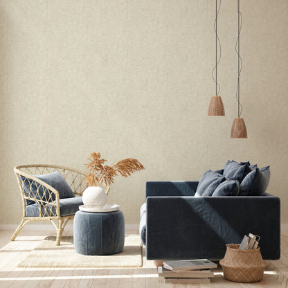 Livingwalls Uni Vinyl Tapete New Walls Cosy & Rela Creme Wandtapete Unitapete