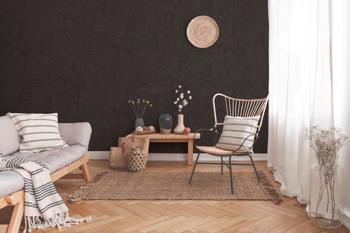 Livingwalls Uni Vinyl Tapete New Walls,Cosy & Rela Braun Wandtapete Unitapete