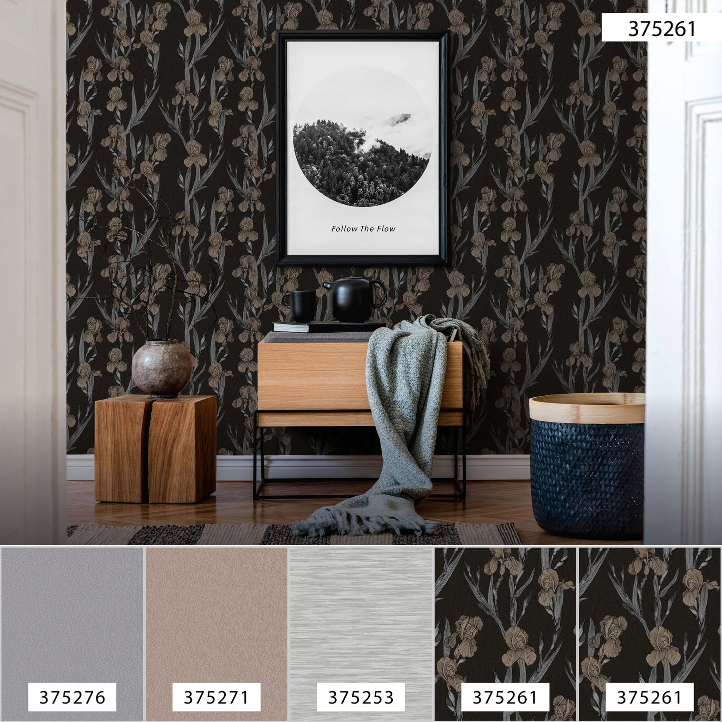 Daniel Hechter Blumentapete Schwarz 375261 Wandtapete Vliestapete Floral Vinyl