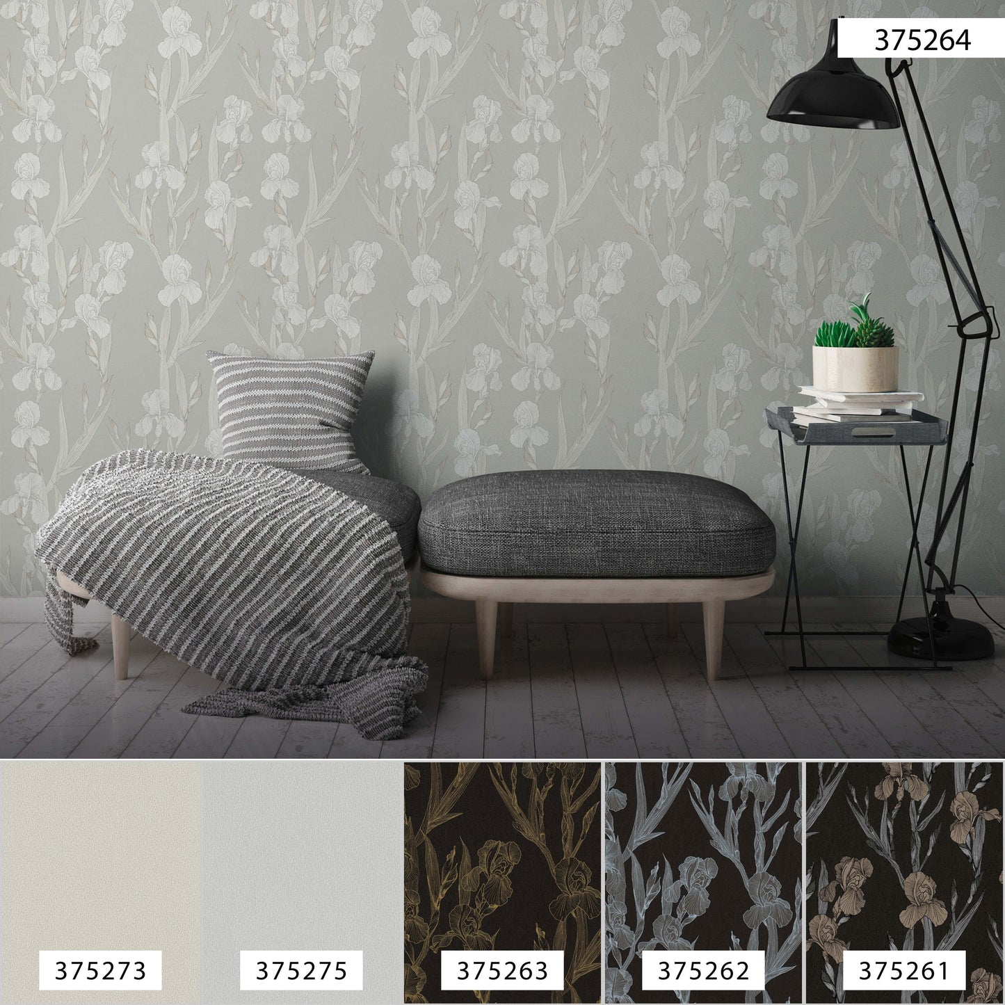 Daniel Hechter Blumen Tapete Grau 375264 Wandtapete Vliestapete Floral modern